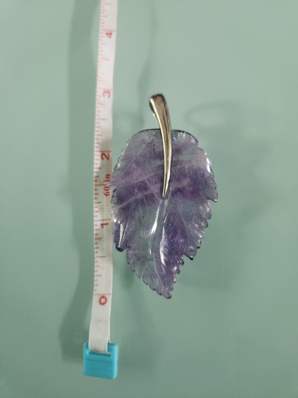 Whitney Kelly WK 925 Sterling Silver Carved Amethyst Leaf Pendant, preloved - Picture 3 of 6